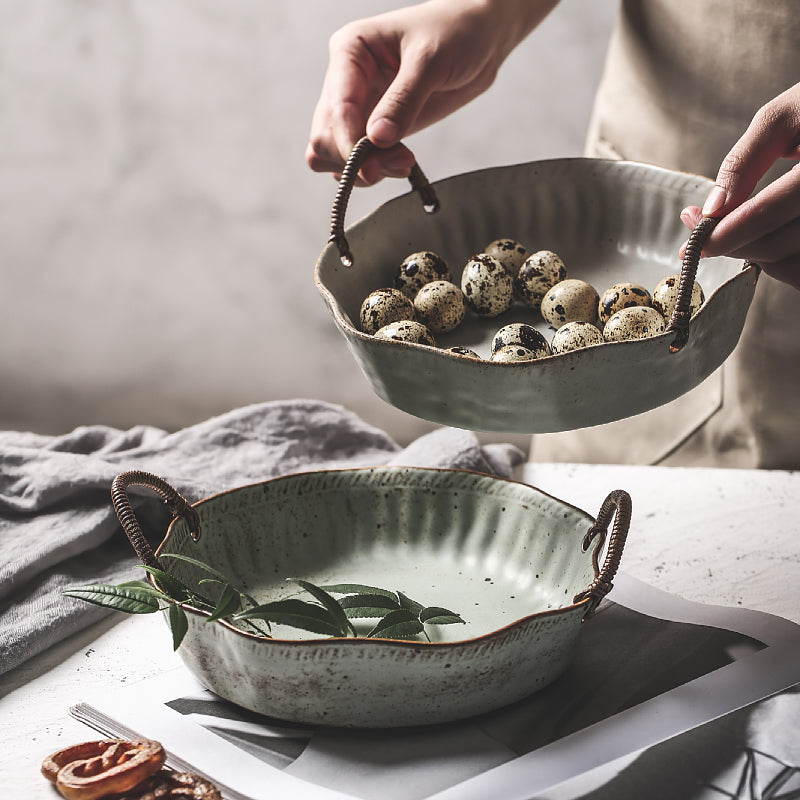 Rough Pottery Portable Fruit Plate