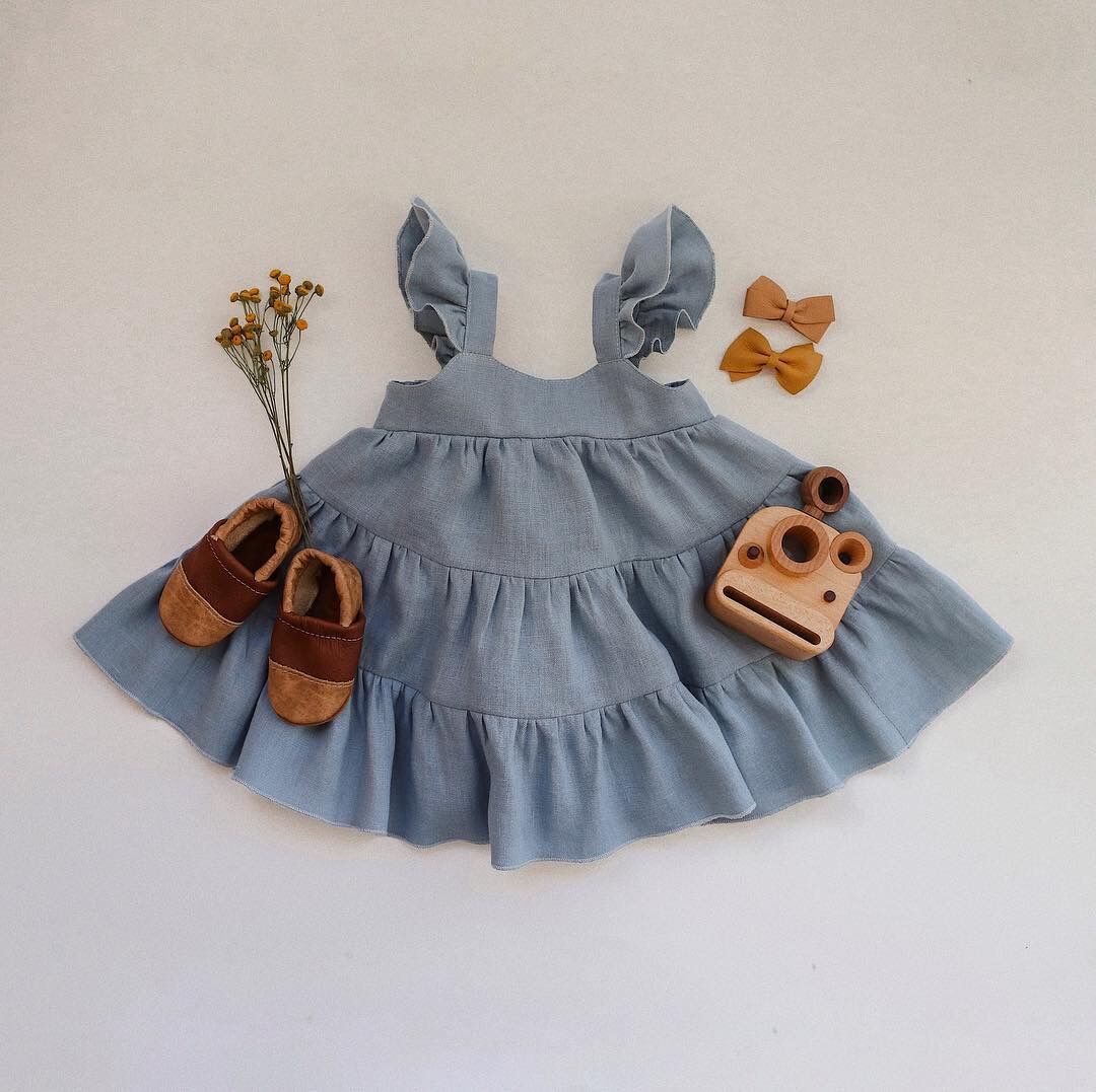 Cotton And Linen Blend Cap Sleeve Dress
