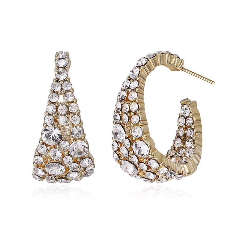 Rhinestone Small Hoop Earrings