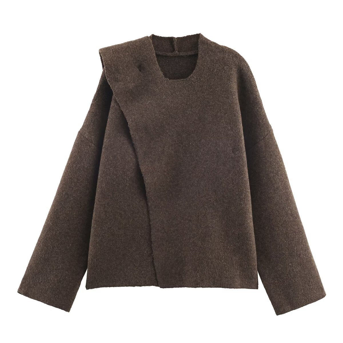Scarf Collar Knitted Jumper