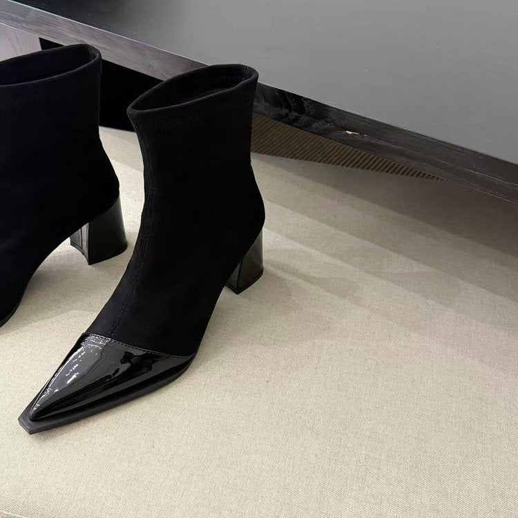 Chunky-heel Skinny High-heeled Boots