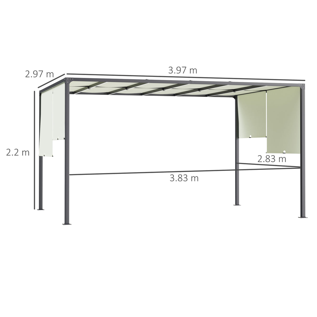3 X 4m Outdoor Garden Pergola - Cream White
