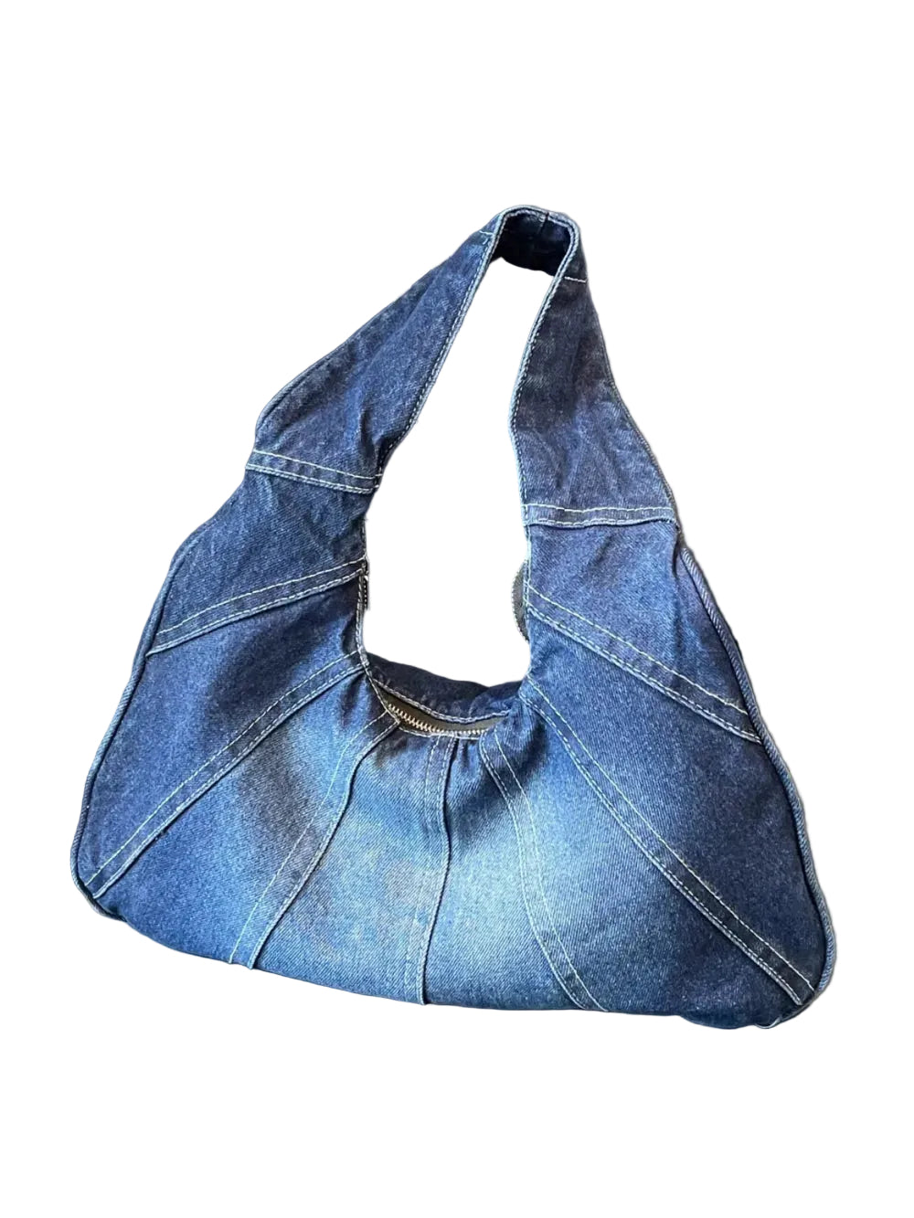 Crescent Shaped Denim Shoulder Bag