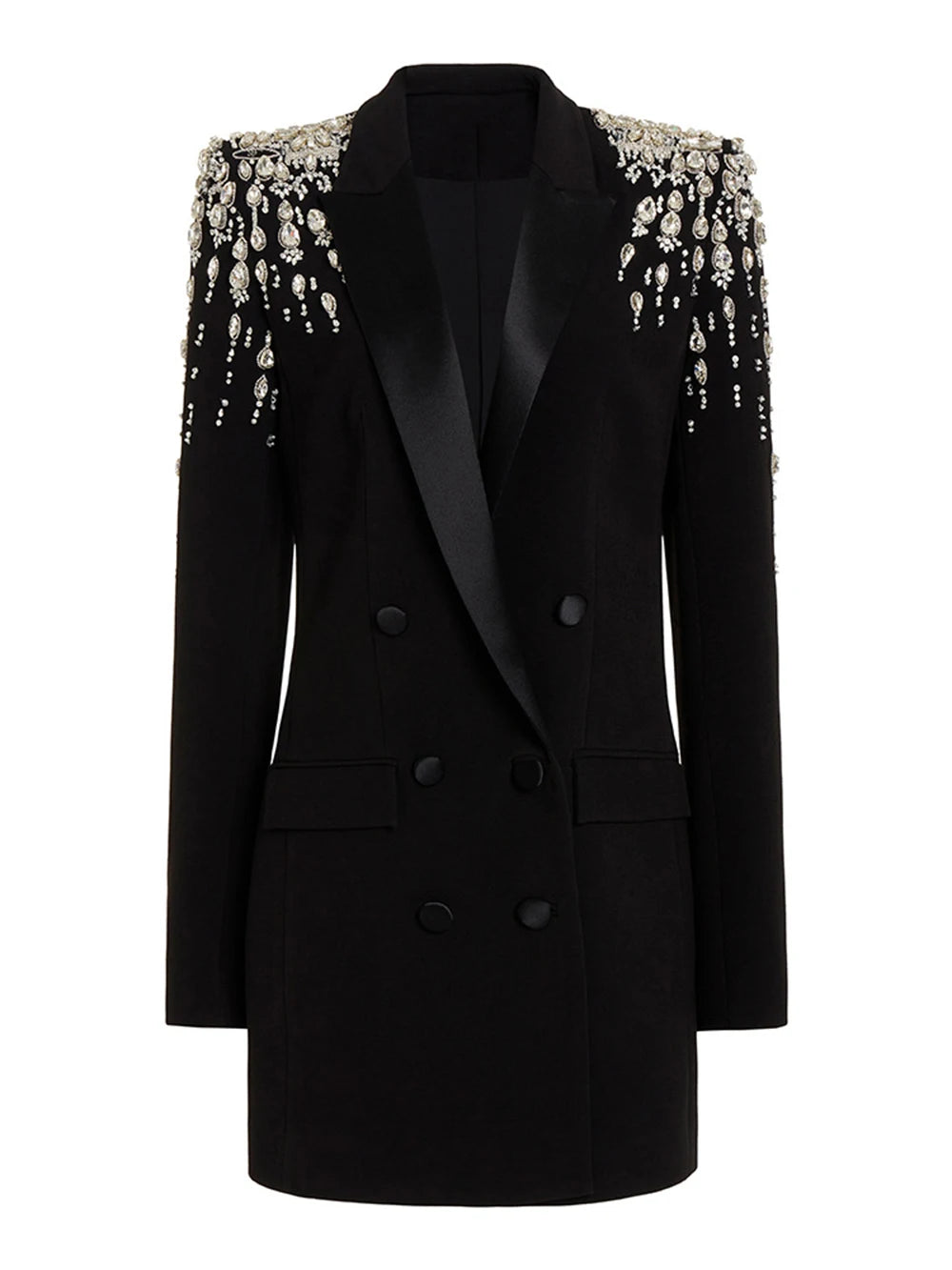 Double  Breasted Blaser with Shoulder Embellishment