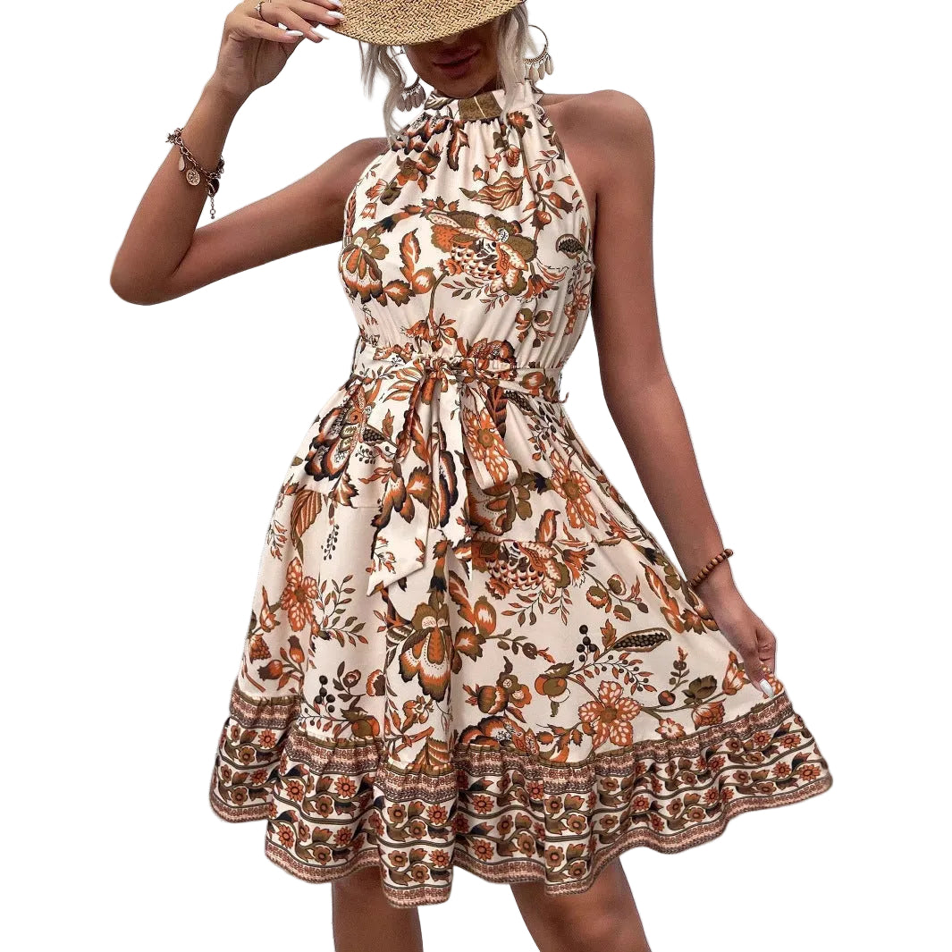 Bohemian High Neck A-line Dress
