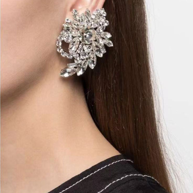 Water Diamond Zircon Flower Earrings