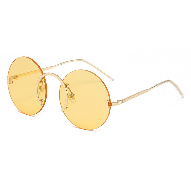 Round Frame Rimless Sunglasses