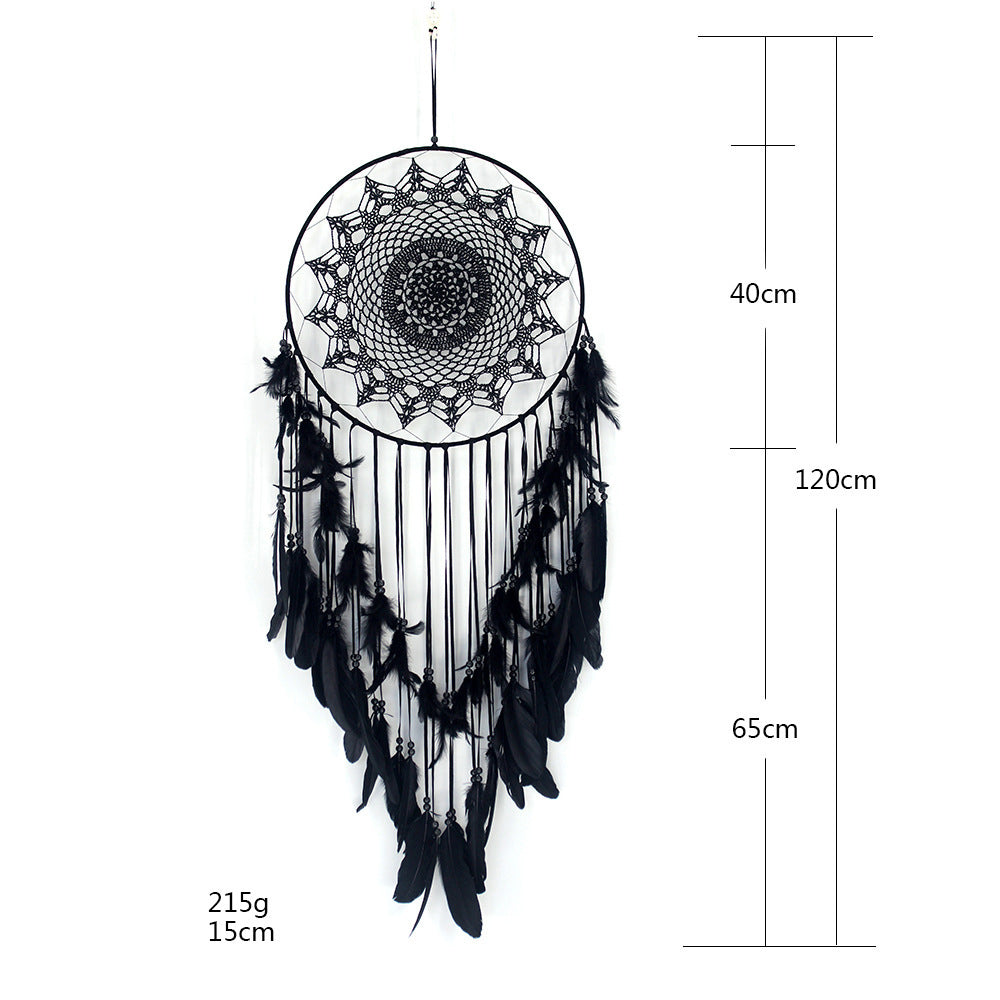 Large Black Feather Lace Dream Catcher