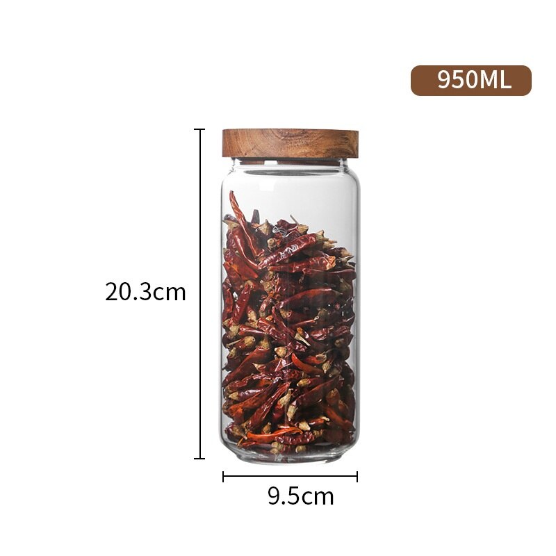 Kitchen Storage Wood Lid Glass