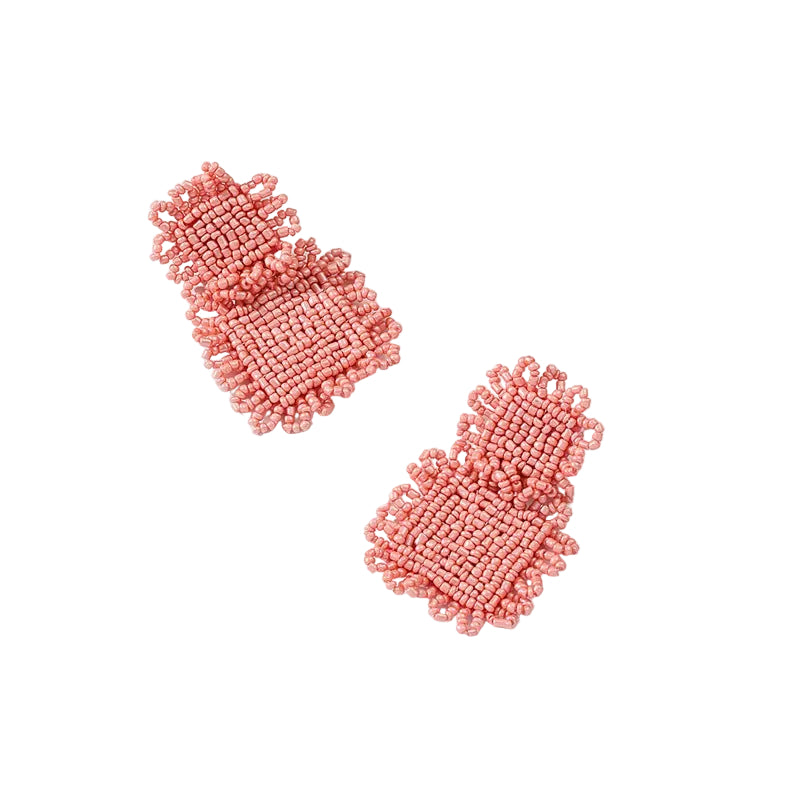 Rounded square hand woven rice bead earrings