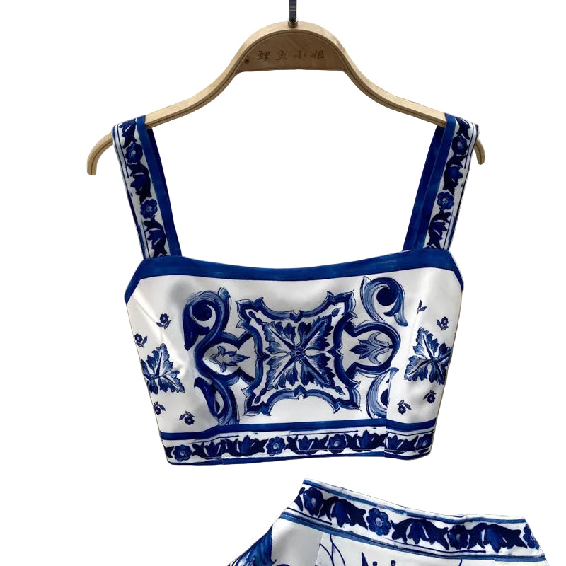 Blue Porcelain Print Co-ord Set