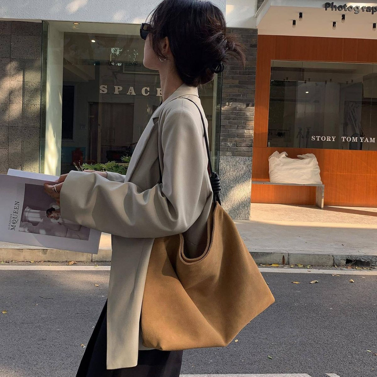 Suede Leather Large-Capacity Shoulder Bag