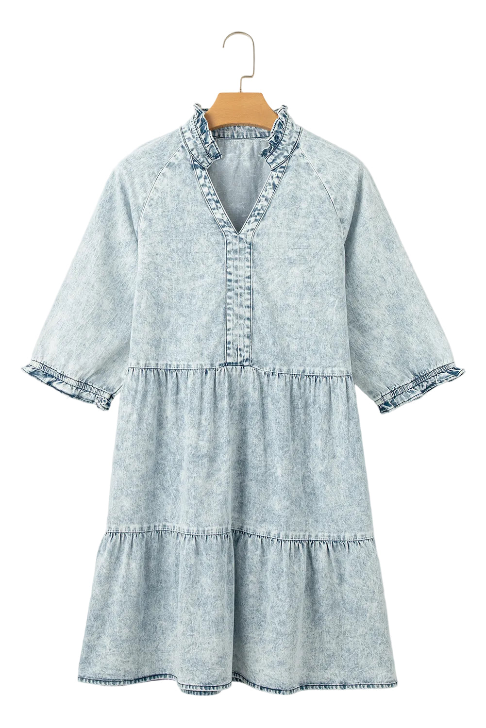 Acid Wash Flared Denim Dress