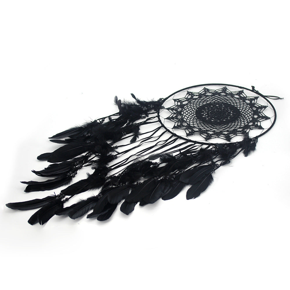 Large Black Feather Lace Dream Catcher