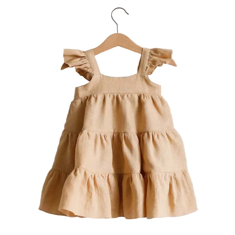 Cotton And Linen Blend Cap Sleeve Dress