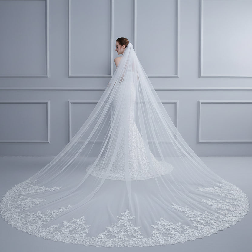 Long Trailing Lace Veil