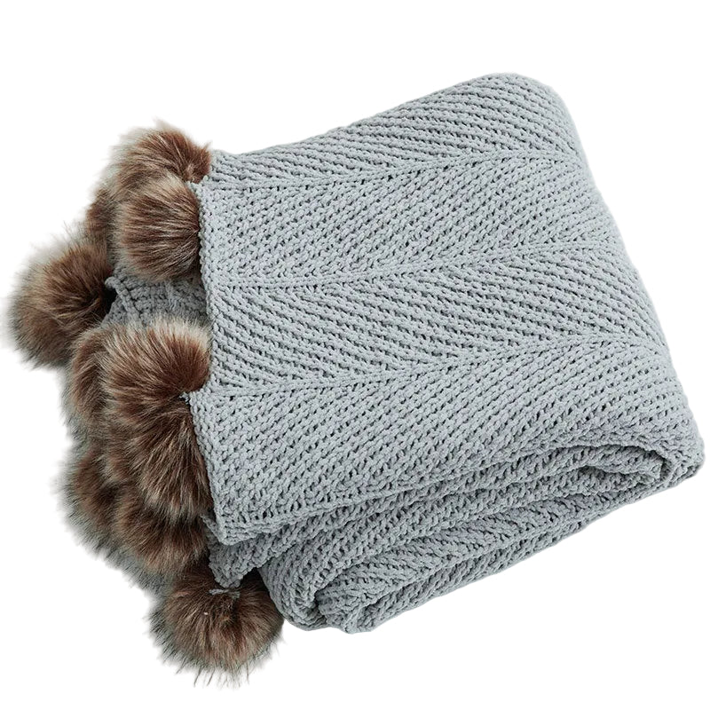 Faux Fur Knitted Bauble Blanket