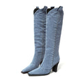 Denim Long Cowboy Boots