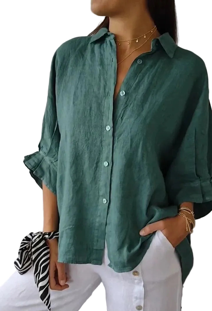 Linen Blend Tie Back Shirt