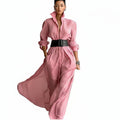Linen Blend Maxi Shirt Dress