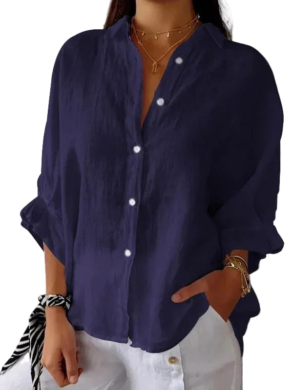 Linen Blend Tie Back Shirt
