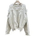 Distressed V-neck Jumper