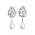 Pearl and Zircon Drop Earrings