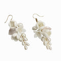 White Ceramic Floral Drop Earrings