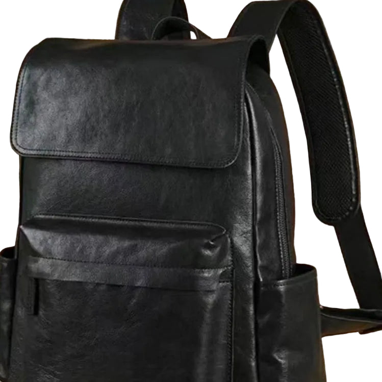 Flip-Top Design Leather Backpack