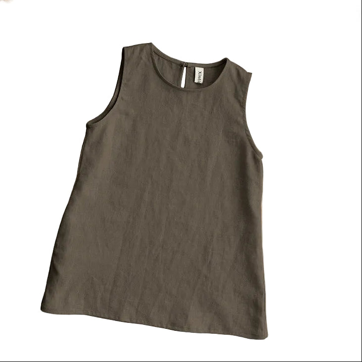 Linen And Cotton Blend Vest Dress