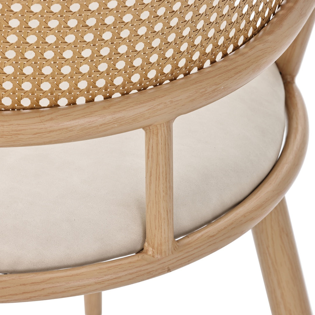 Set Of 4, Rattan Backrest, Bamboo Kitchen Chairs