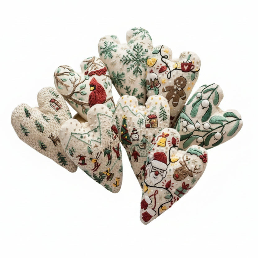 Heart-shaped Embroidery Christmas Decorative Pendant