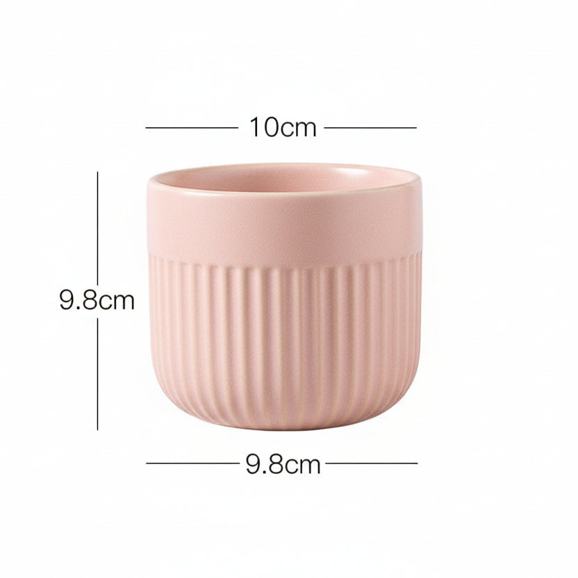 Matte Striped Ceramic Flower Pots