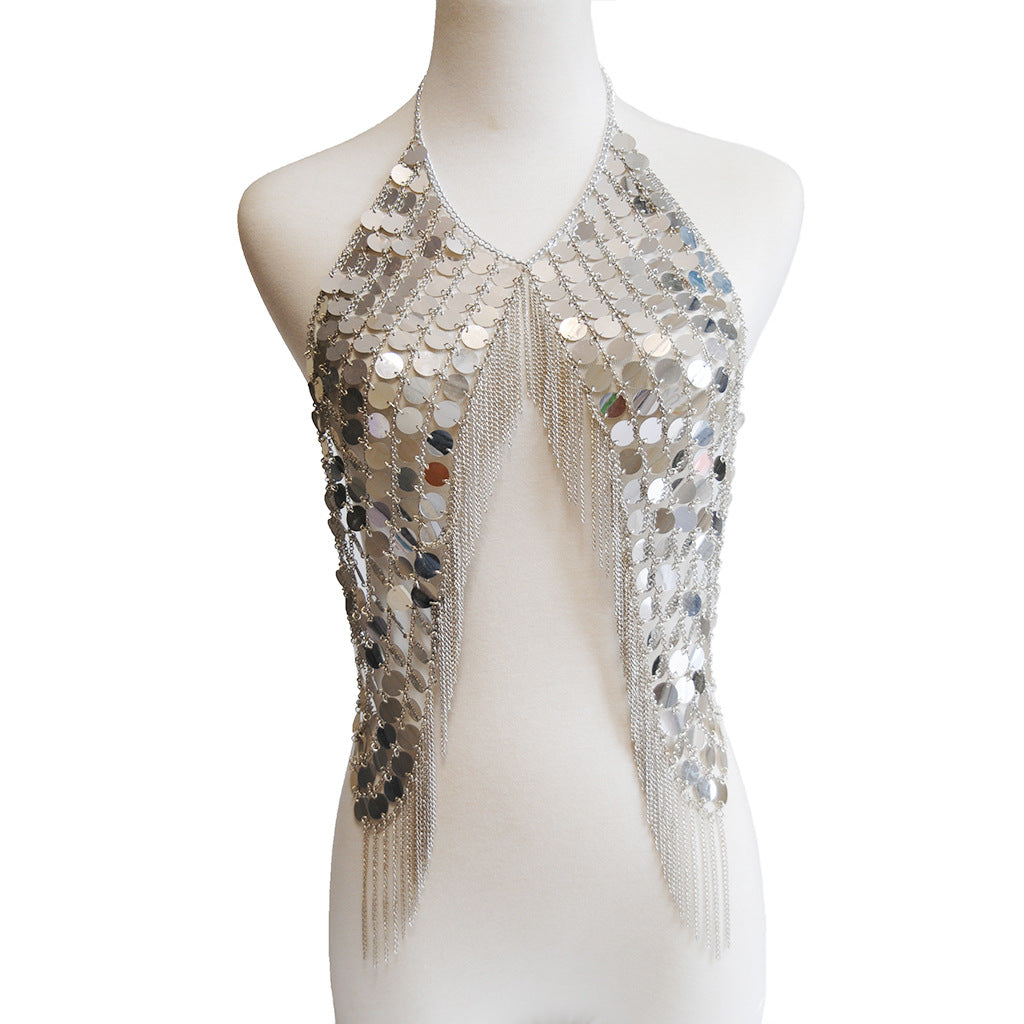 Handmade sequin body chain Top