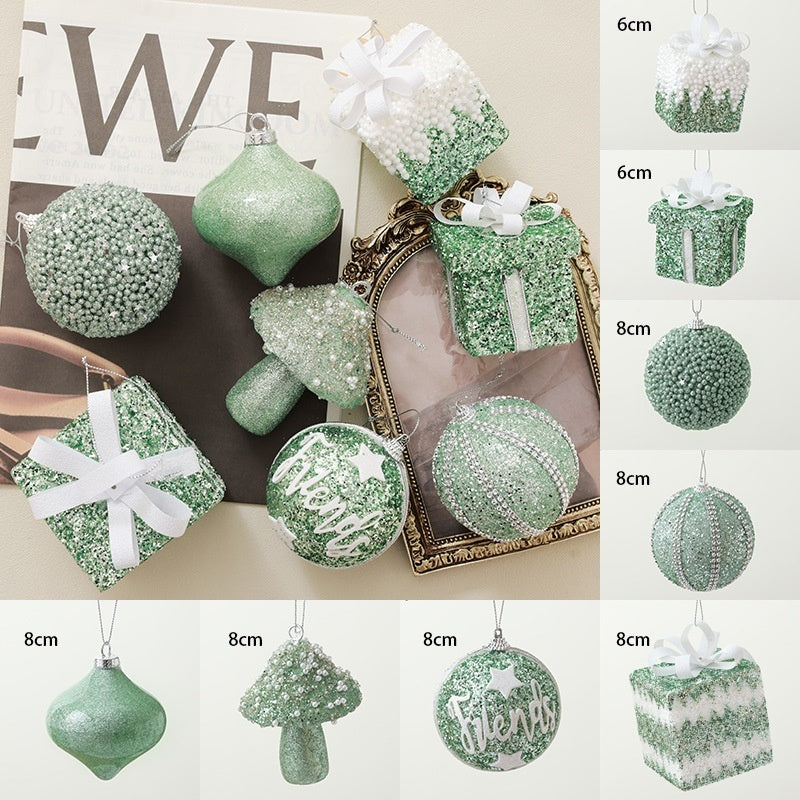 Flocking Dark Green Christmas  Tree Baubles