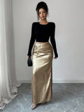 Women's Metal-Embellished Pleated Bodycon Skirt