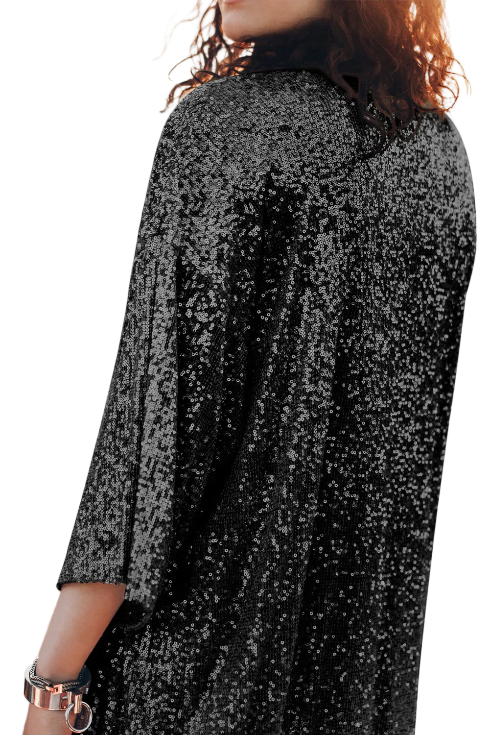 Sequin 3/4 Sleeve Duster Kimono