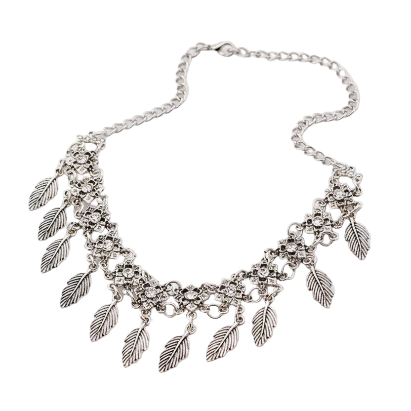 Vintage Leaf Tassel Short necklace
