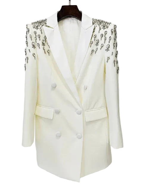 Double  Breasted Blaser with Shoulder Embellishment
