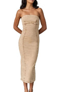 Washed Slit Back Tube Denim Dress