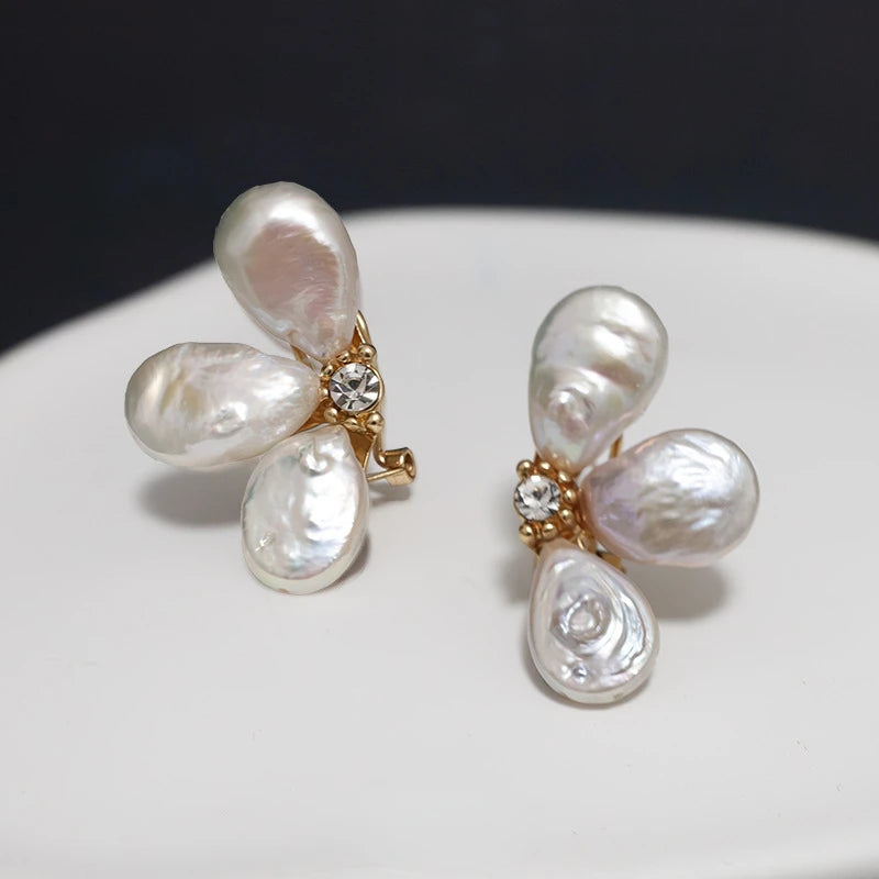 Pearl Flower Petal Earrings