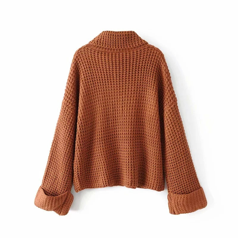 Waffle Knit Mock Neck Jumper