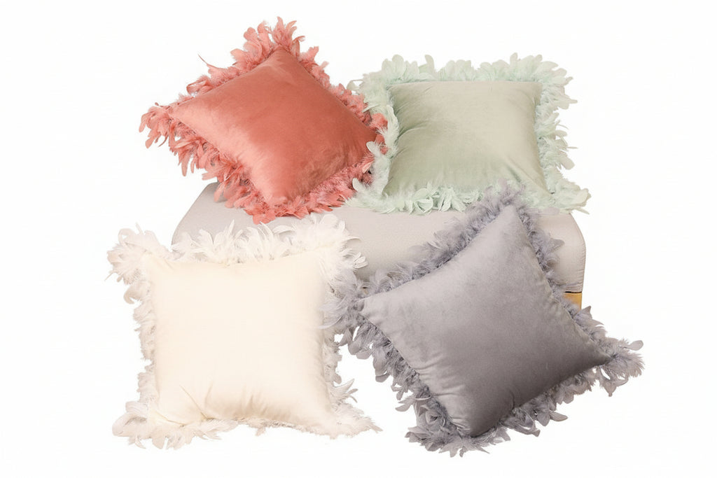 Velvet feather pillowcase home pillow