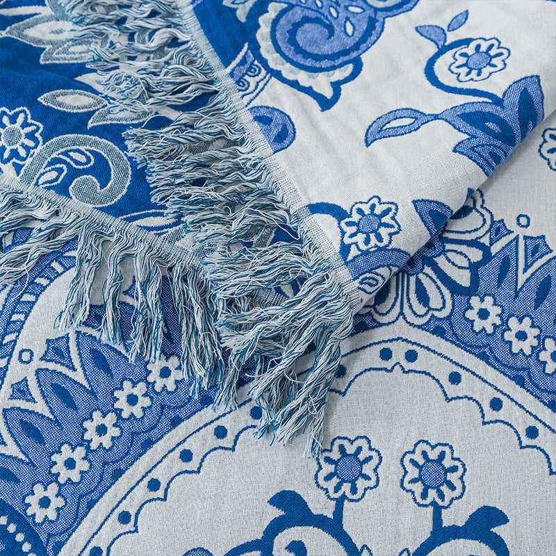 Floral Tassel Soft Blanket