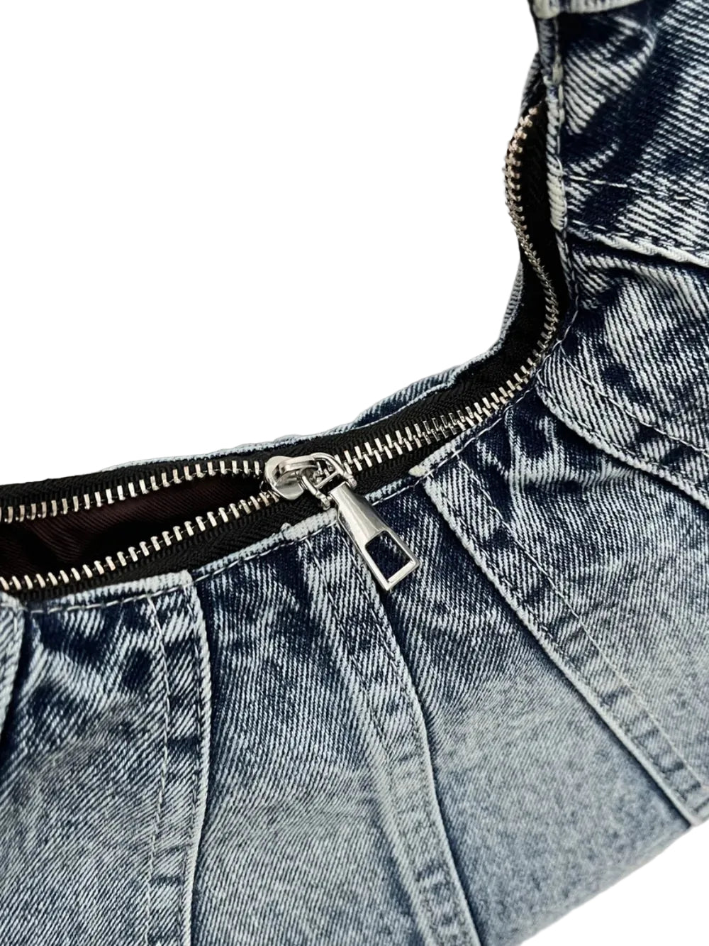 Crescent Shaped Denim Shoulder Bag