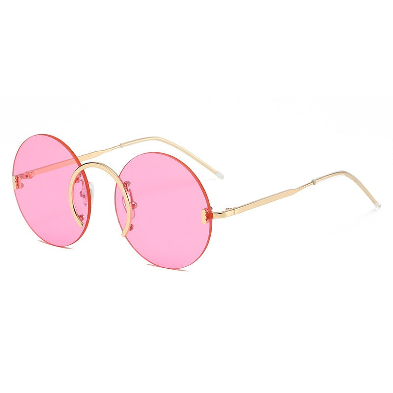 Round Frame Rimless Sunglasses