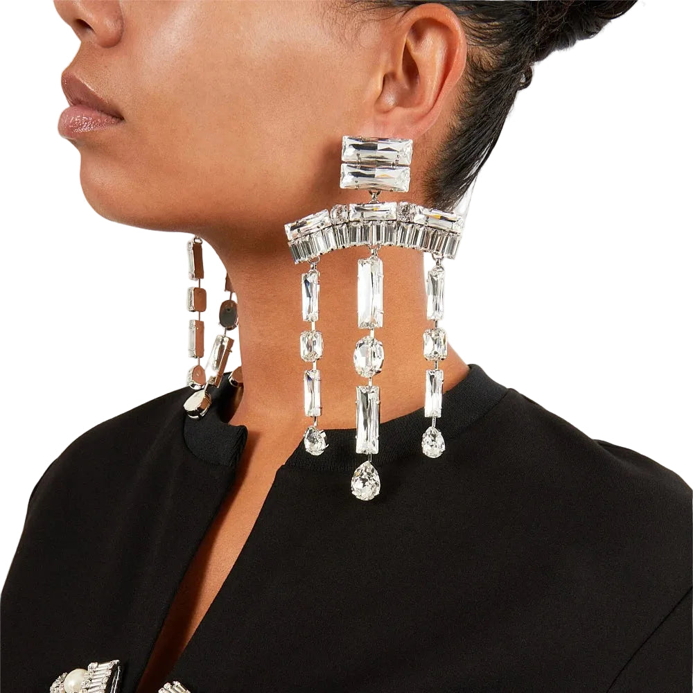 Geometric Rhinestone Oversized Earrings