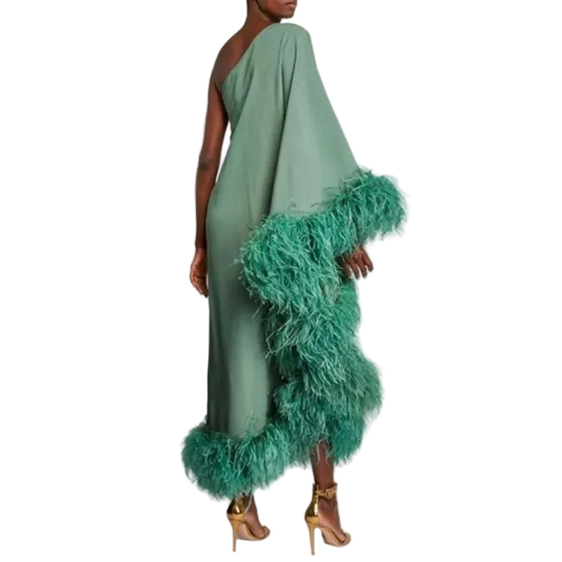 Feather Flare Sleeve Dress