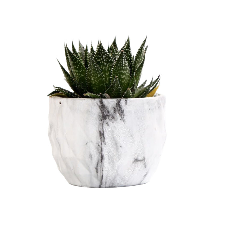 Ceramic Plant Pot With Marble Patterned Finish