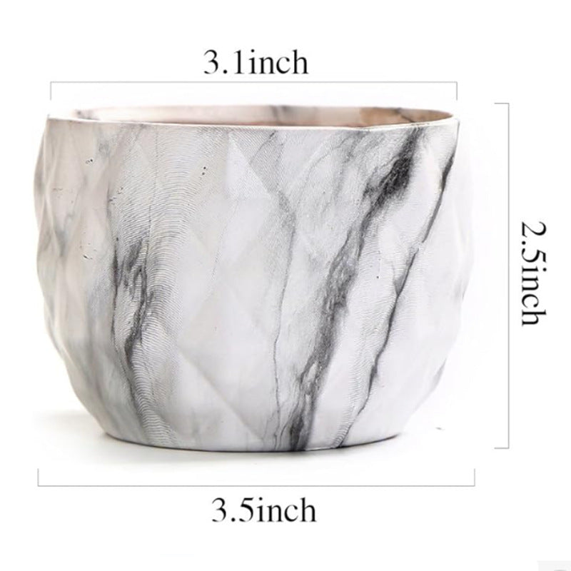Ceramic Plant Pot With Marble Patterned Finish